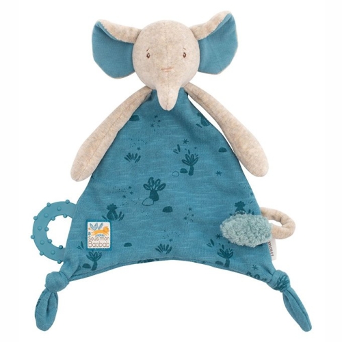Moulin Roty Cuddle Cloth With Pacifier Chain Elephant Sous Mon Baobab